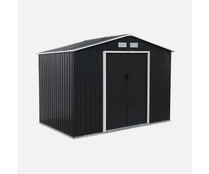 Alice's Garden (9 X 6Ft) 5.39M² Metal Garden Shed Ferrain - Grey And White - Tool Shed With Single Latch Door Ground Fixing Kit Supplied