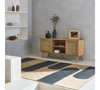 Alice's Garden Sweeek. 120Cm Tv Unit Wooden And Cane Effect 2 Doors Boheme Natural 120X39X56.5 Cm