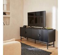 Alice's Garden Sweeek - 157.5Cm Tv Unit Wooden Effect 4 Doors Bazalt Black 157.5X39X60 Cm
