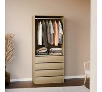 Alice's Garden Sweeek. Modular Open Wardrobe Drawer And Rail Unit 80X45X180Cm Modulo 4 Drawers 1 Clothes Rail Natural
