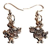 Alice's White Rabbit Earrings on Sterling Silver Hooks, Fairytale Fantasy Earrings