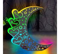 ALICESER Personalized LED Mirror Moon Lamp Custom Lights Up Mirror Moon and Star Lights with Family Kids Names Acrylic Night Light Mother's Day Birthday Gifts for Mom from Daughter Son (Moon Light-1)
