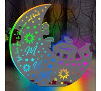 ALICESER Personalized LED Mirror Moon Lamp Custom Lights Up Mirror Moon and Star Lights with Family Kids Names Acrylic Night Light Mother's Day Birthday Gifts for Mom from Daughter Son (Moon Light-3)