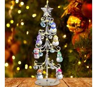 ALICESER Personalized Snowman Family Christmas Tree Lights, Custom Snowman Names Tabletop Metal Xmas Crystal Tree Lamp, Christmas Decorations Gifts for Women Men Grandparents (Style 4, 3.9 Inches)