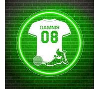 ALICESER Personalized Soccer Jersey Neon Sign for Wall Decor, Custom Acrylic Football LED Neon Light Pwered by USB, Sports Light Sign for Bedroom Man Cave Bar Party Soccer Club Decor Gifts (Tennis)