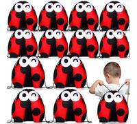 Aliceset 12 Pcs Ladybug Gift Bags with String for Ladybug Birthday Party Favors Decoration Candy Goodie Bags Birthday Supplies Gifts Bulk Piñata