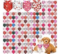 Aliceset 180 Pcs Valentine Dog Bandana Bulk Heart Bandanas for Dogs Adjustable Washable Pet Triangle Scarf Cute Red Pink Kerchief Bibs for Valentine‘s Day Pet Costume Accessories Decorations