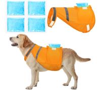 Aliceset 2 Pcs Dog Cooling Vest with 4 Recyclable Ice Pack Summer Outdoor Dog Cooling Harness Shirt Adjustable Pet Cooler(Orange,Extra Large)