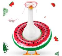 Aliceset 2 Pcs Summer Porch Goose Outfit Hawaiian Luau Lawn Goose Cloth Costume Pool Float Swim Goggles Patio Yard Outdoor(Watermelon Style)