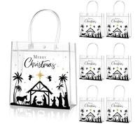 Aliceset 20 Pcs Christmas Nativity Gift Bags with Handles Clear Christmas Goodie Bags Christian Holy Night Jesus Wrapping for Christian Holiday Decoration Religious Presents Wrapping