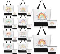 Aliceset 20 Pcs Inspirational Christian Bags for Women Include 10 Christian Tote Bags with 10 Bible Verse Makeup Bag Religious Church Gifts for Vacation Bible Sunday School