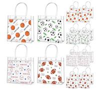 Aliceset 20 Pcs Sport Party Clear Favor Bags with Handles Sport Themed Treat Bags Baseball Soccer Basketball Football Party Decoration for Team Snack Candy Wrapping Birthday Goodies, 8x8x3. 15''