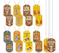 Aliceset 24 Pcs Bible Verses Religious Christian Dog Tag Necklace Religious Party Favors Inspirational Motivational Christian Necklace for Sunday School VBS Prizes Gift, Acrylic
