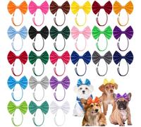 Aliceset 24 Pcs Dog Hair Bow Headband Bulk for Small Medium Dogs, Adjustable Pet Dog Hair Bows Headband for Puppy Cats Grooming Accessories, 24 Colors