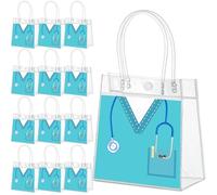 Aliceset 24 pcs Nurses W lear Gift Bags with Handles Nurse Graduation Gift Bag Reusable PVC Goodie Handbags for Nursing Graduate Medical Healthcare Party Favors, 6.31"x 5.91"x 3.15"