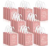 Aliceset 24 Pcs Reusable Christian Gift Bags Bulk with Handle Medium Size Bible Verse Religious Gift Bags for Fathers Day Welcome Church Visitors Baptism Wedding Party Favors(Rose Gold White)
