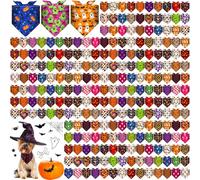 Aliceset 240 Pcs Halloween Dog Bandana Bulks Spooky Pumpkin Ghost Bat Spider Web Boo Trick or Treat Dog Kerchief Bibs Triangle Pet Scarf Soft Gifts Cat Costume Photo Prop Accessories for Most Pets