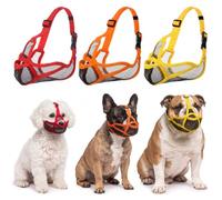 Aliceset 3 Sizes Short Snout Dog Muzzles Breathable Mesh Muzzle Set with Open Eye Area Adjustable Straps Anti Bitting Chewing Barking for Shih Tzu Pug English Bulldog for Grooming Walking