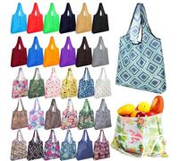 Aliceset 32 Pcs Large Reusable Grocery Bags Bulk Reusable Foldable Shopping Bags Colorful Foldable Shopping Totes Lightweight Storage Pouch with Handles Large Washable Pocket, Machine Washable