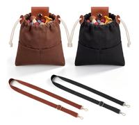 Aliceset 4 Pcs Collapsible Foraging Pouch Set 2 Pack Canvas Mushroom Berry Picking Bag with 2 Adjustable Crossbody Shoulder for Mushroom Picking Rock Collecting Hiking Camping