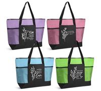 Aliceset 4 Pcs Housekeeping Week Appreciate Gift Tote Bags for Employee Christian Bible Tote Bag with Mesh Pocket for Women Teacher (4 Colors)
