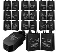 Aliceset 40 Pcs Christian Gift Bags Bulk Inspirational Bible Verse Religious Bags Reusable Non Woven Handbag for Family Church Welcome Baptism Wedding Thanksgiving Christmas God Blessed(Black)