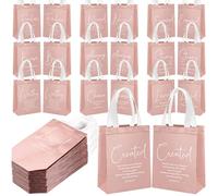 Aliceset 40 Pcs Christian Gift Bags Bulk Inspirational Bible Verse Religious Bags Reusable Non Woven Handbag for Family Church Welcome Baptism Wedding Thanksgiving Christmas God Blessed (Pink)