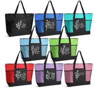 Aliceset 8 Pcs Housekeeping Week Appreciate Gift Tote Bags for Employee Christian Bible Tote Bag with Mesh Pocket for Women Teacher (8 Colors)