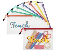 Aliceset 8 Pcs Large Reusable Bags PVC Waterproof Travel Pouch for Mesh Zipper Pouch Clear Letter Makeup Bags for Women Adult Travel Team Cheerleaders Teacher Daycare, multicolor