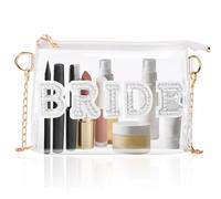 Aliceset Bride Purse Clear Crossbody Bag with Zipper Mrs Bridal Stadium Bag for Wedding Day Bachelorette Party Bride Gifts Engagement Honeymoon Concerts