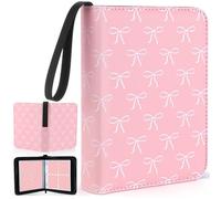 Aliceset Card Binder for Girls Gifts 4 Pocket with 55 Sleeves 440 Cards Collectible Trading Binder Case Cute Album Holder Book for Game Sports Collection Organizer Supply(Pink Bow)