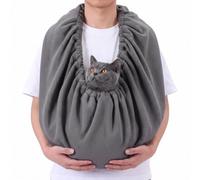 Aliceset Ultra-Soft Fleece Cat Sling, Elastic One-piece Cat Cuddle Pouch for Indoor Home Use, Breathable Cozy Wrap for Pet Cats, Kittens & Small Dogs (Dark Gray)