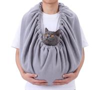 Aliceset Ultra-Soft Fleece Cat Sling, Elastic One-piece Cat Cuddle Pouch for Indoor Home Use, Breathable Cozy Wrap for Pet Cats, Kittens & Small Dogs(Light Gray)