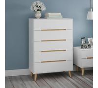 Alicia Chest - 5 Drawer - Midi - White