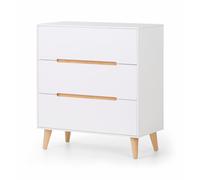 Alicia Chest Of Drawers With 3 Drawers 80cm - White - Julian Bowen | TJ Hughes