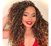 Alicoco Goddess Locs Crochet Hair 12 Inch 8 Packs Synthetic Hair for Women Boho Soft Locs with Curly Ends 12 Inch 8 Packs 1B/30