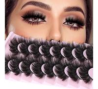 alicrown False Eyelashes Thick 20MM Lashes Fluffy Volume 3D Fake Eyelashes Dramatic Full Long Faux Mink Eye Lashes Pack 8 Pairs Big Curly False Lash, Black 16 count