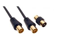 ALIDA SYSTEMS - 20m Aerial Coaxial Cable with Gold-Plated Connectors, Male to Male RF Coax Lead with Female Adapter Coupler for Freeview, Freesat, Sky, Virgin, BT, You View, Satellite TV - Black