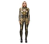Alidamo Womens Halloween Jumpsuit Bodysuit Cosplay 3D Skull Skeleton Steampunk Era Medium