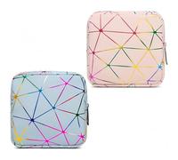 Alide 2 Pack Sanitary Napkin Storage Bag, Large Capacity, Sanitary Napkin Storage Box, Mini Purse, Portable, Suitable for Travel, Girls, Geometric Splicing