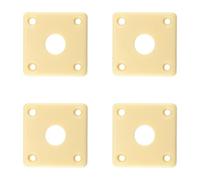 Alide 4 PCS Plastic Guitar Jack Plate, Square Curved Output Jackplates Cover for Les Paul, Epiphone Les Paul Guitar (Cream)