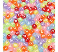 Alide 500 Pcs Letter Beads Acrylic Alphabet Letter Round Loose A-Z Beads 4x7mm for Beading Making Art Craft Weaving(Colorful Background, White Letters)