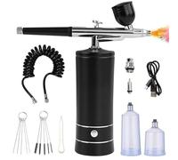 Alide Airbrush Kit with Compressor, Rechargeable Cordless Non-Clogging High-Pressure Air Brush Set with 0.3mm Nozzle and Cleaning Brush Set for Nail Art