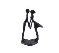Alide Cast Iron Kissing Couple Statue Modern Decorative Figurine Romantic Sculptures Ornament, Black Metal Abstract Figure Anniversary Wedding Keepsake Gift