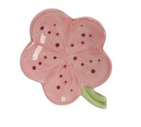 Alide Ceramic Dish for Bathroom, Decorative Ceramic Soap Box, Flower Shaped Soap Container, for bathroom, toilet, kitchen (Peach Pink)