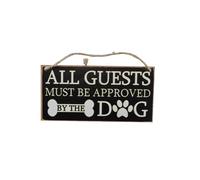 Alide Decorative Wood Sign, Hanging Plaque with Rope “All Guests Must Be Approved by The Dog” For Bar, Pub Dog Lovers (20 x 10 x 0.5cm)