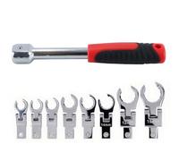 Alide Flex Head Flare Nut Spanner Set, 9pc 9-19mm Metric Brake Line Spanner Offset Box Wrench Set for Nuts on Brake, Fuel and Tubing