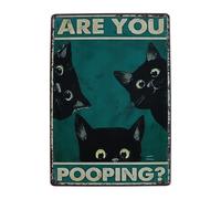 Alide Funny Tin Sign Vintage Black Cat Bathroom Wall Decor - Are You Pooping 20 X 30cm - Great Gift for Cat Lovers