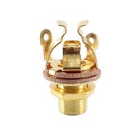 Alide Guitar Jack Socket Copper Construction Full-Contact Output, 4-Contact Stereo Jack for Guitar/Bass Speakers Footswitch Audio Amplifier Instruments (Golden)