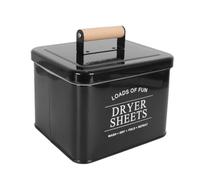 Alide Metal Laundry Pods Container, Black Square Storage Box with Lid and Wooden Handle, Sealed Laundry Detergent Bucket